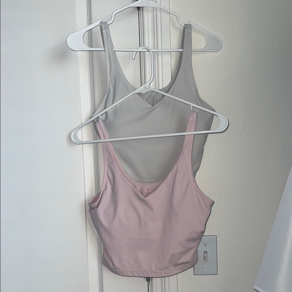 White and Pink Athletic Tank Tops